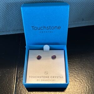 Touchstone Crystal by Swarovski February Birthstone Earrings